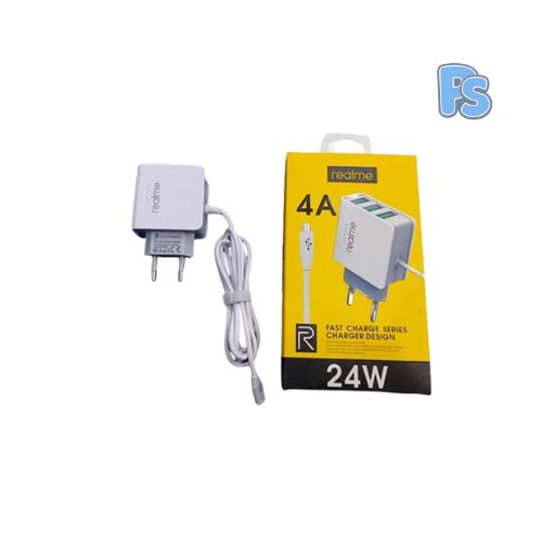 RealMe 24W 3 USB Port Fast Charger - 4A in box